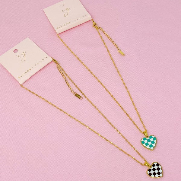 Checkered Heart Necklace Shop Style & More | Fresh Looks, Everyday Deals & Free Shipping