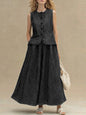 Women's Crew Neck Denim Vest Top & High-Waist A-Line Skirt Set – 3 Colors S–XXL FitiqueFit