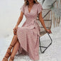Summer Floral Boho Dress - Short Sleeve Ruffle Flowy Maxi Dresses FitiqueFit