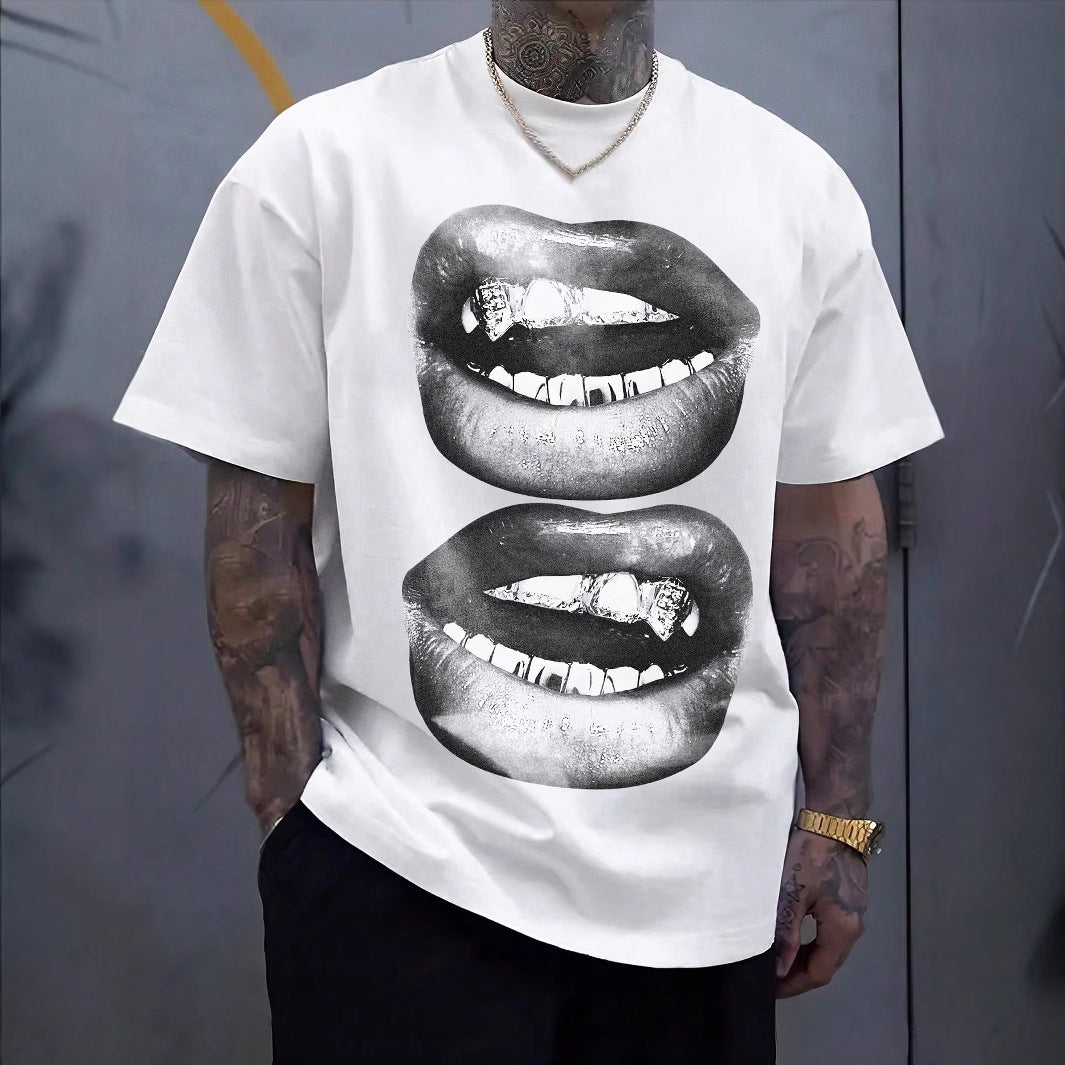 Tooth Drill Mouth Trendy Brand Short-Sleeve Loose Hip-Hop Streetwear Casual Couple T-Shirts New Era Fashion LLc