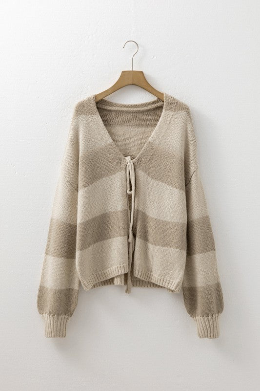 Stripe Colorblock Bow Tie Front Sweater Cardigan Shop Style & More | Fresh Looks, Everyday Deals & Free Shipping