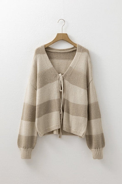 Stripe Colorblock Bow Tie Front Sweater Cardigan Shop Style & More | Fresh Looks, Everyday Deals & Free Shipping