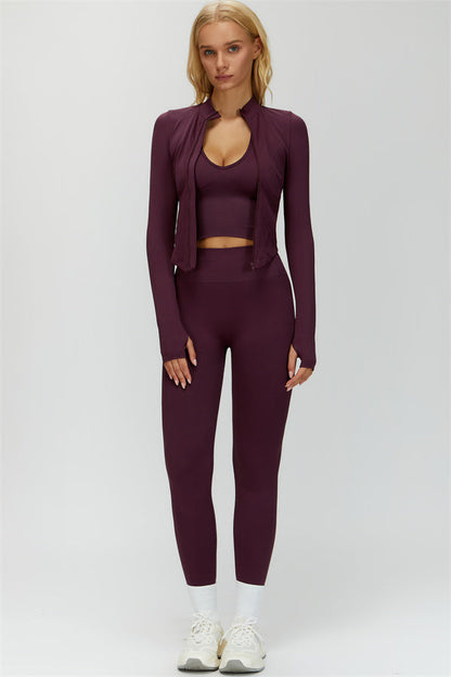 The Delight Jacket Sports Bra Leggings 3-Piece Set Fitglutes Activewear Gymwear Sportswear & Workout Clothes