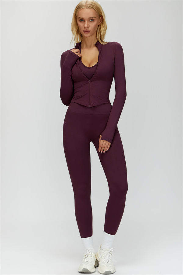 The Delight Jacket Sports Bra Leggings 3-Piece Set Fitglutes Activewear Gymwear Sportswear & Workout Clothes