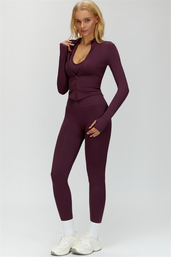 The Delight Jacket Sports Bra Leggings 3-Piece Set Fitglutes Activewear Gymwear Sportswear & Workout Clothes