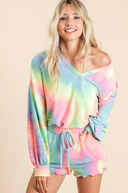 BiBi Tie Dye French Terry Top and Shorts Set New Era Fashion LLc
