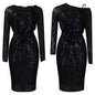 Diagonal Collar Sequined Round Neck Evening Dress Two-piece Set Grayceful LLC