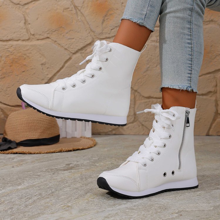 Womens Stylish Side-zip Flat Ankle Boots See size chart under “more details” The Fashion Celestial