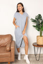 Perfee Short Sleeve Front Slit Hooded Dress West2East Surf