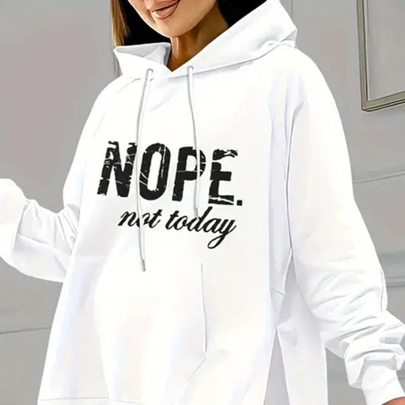 Casual 2-Piece Set Solid Color Leggings & Letter Print Hooded Sweatshirt FitiqueFit