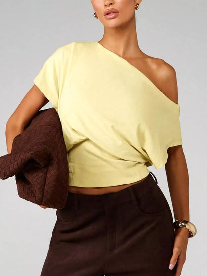 One Shoulder Crop T-Shirt New Era Fashion LLc