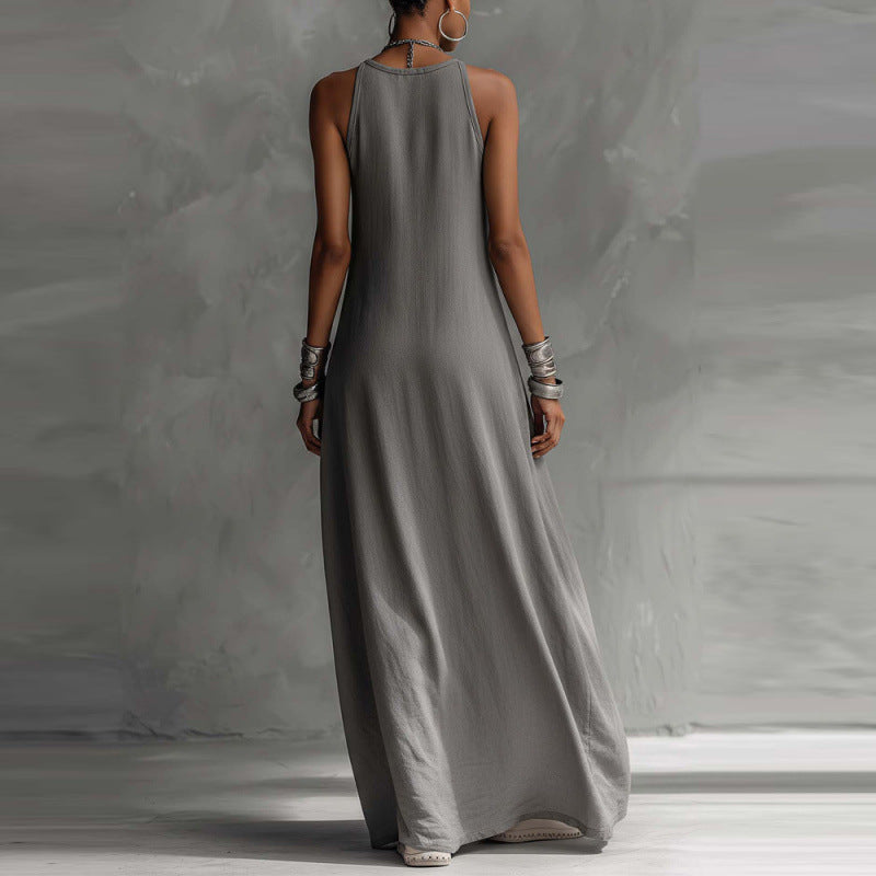 Off-Shoulder Color-Block Flared Maxi Dress with Pockets | 5 Colors FitiqueFit