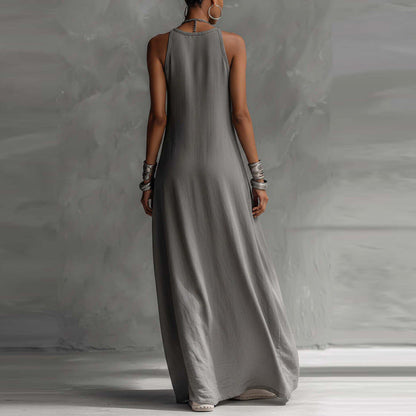 Off-Shoulder Color-Block Flared Maxi Dress with Pockets | 5 Colors FitiqueFit