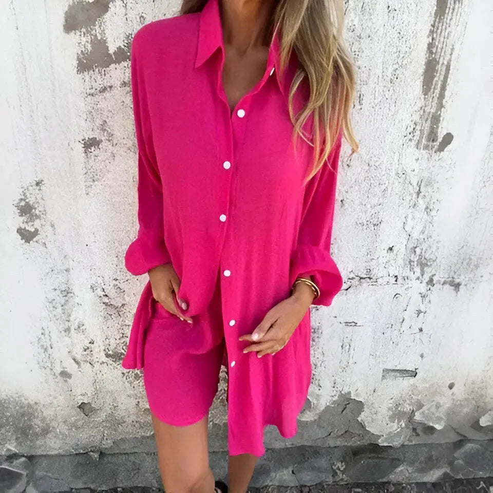 Embrace Effortless Style with the Nora™ Casual Blouse & Shorts Set