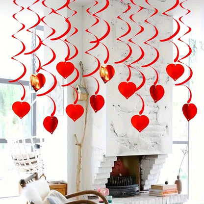 6pcs Heart Spiral Hanging Decorations - Perfect for Holiday Parties & Celebrations, Perfect for Winter, New Year NovaCart