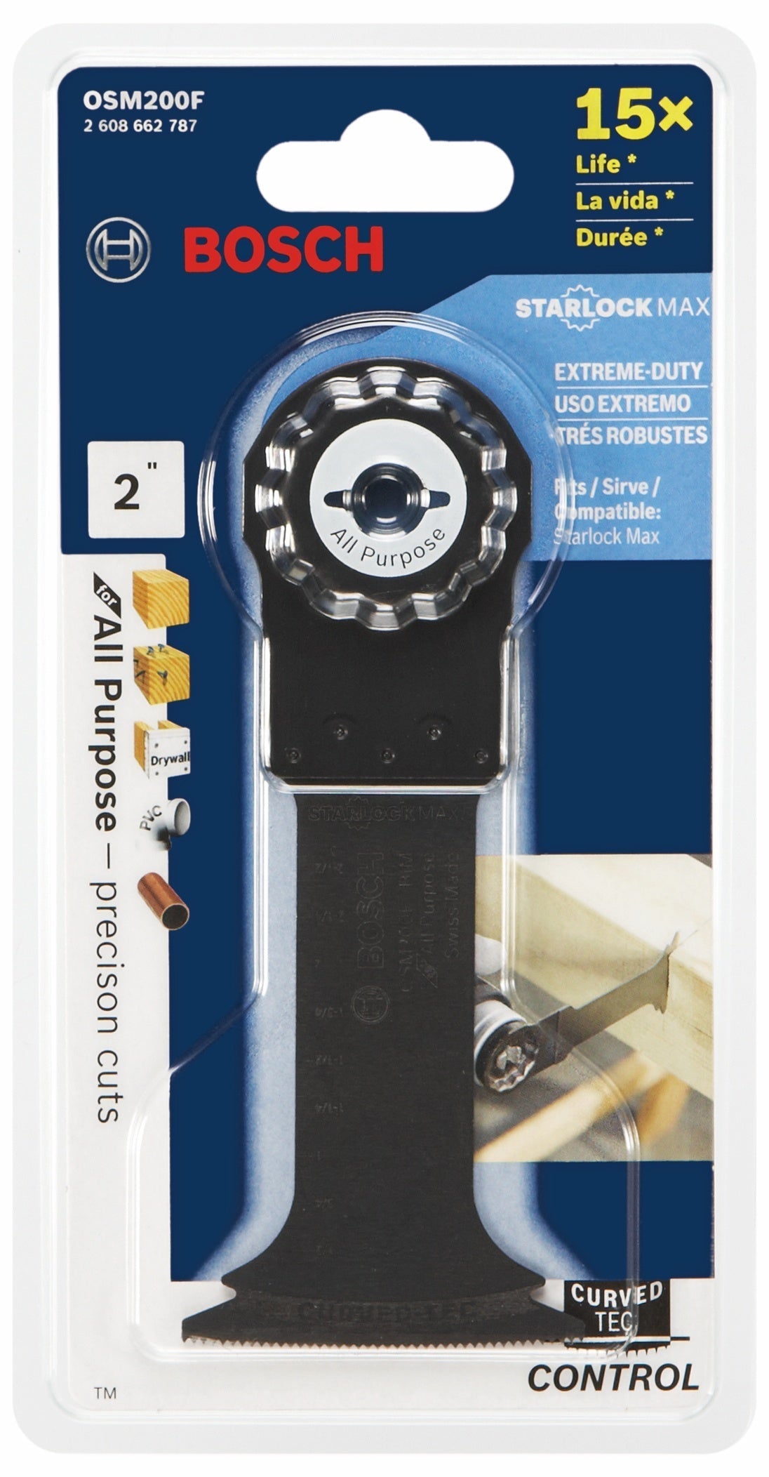 BOSCH OSM200F 2 In. StarlockMax® Oscillating Multi Tool Bi-Metal Plunge Cut Blade VM Hardware