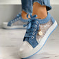 Floral Embroidered Polka Dot Print Sneakers — Women’s Casual Canvas Shoes FitiqueFit