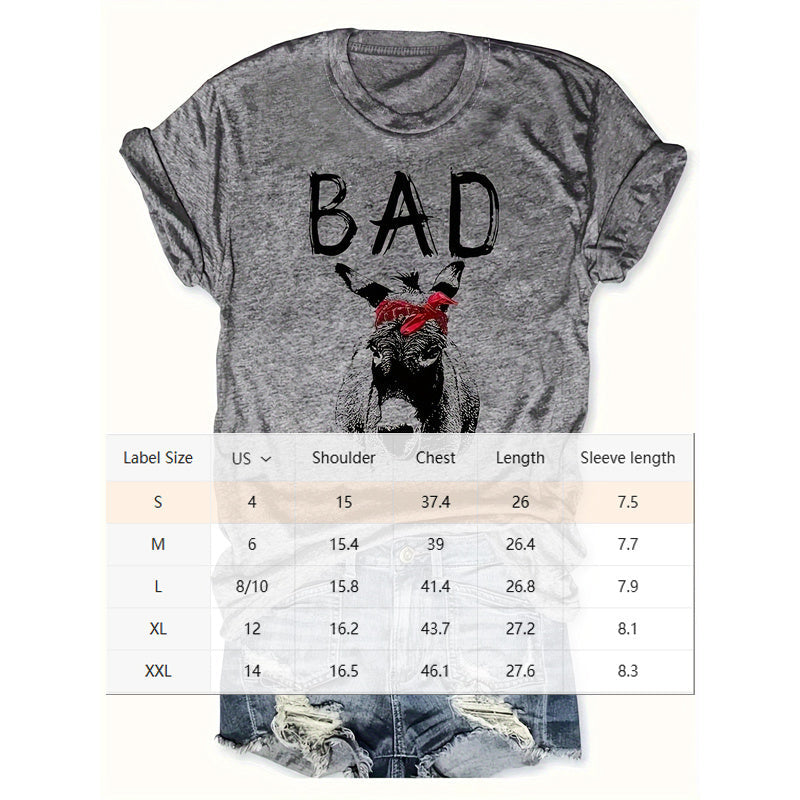 Women's Animal Letter Print Casual Short Sleeve T-Shirt FitiqueFit