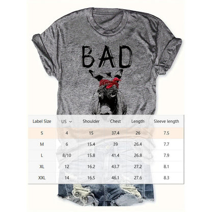 Women's Animal Letter Print Casual Short Sleeve T-Shirt FitiqueFit