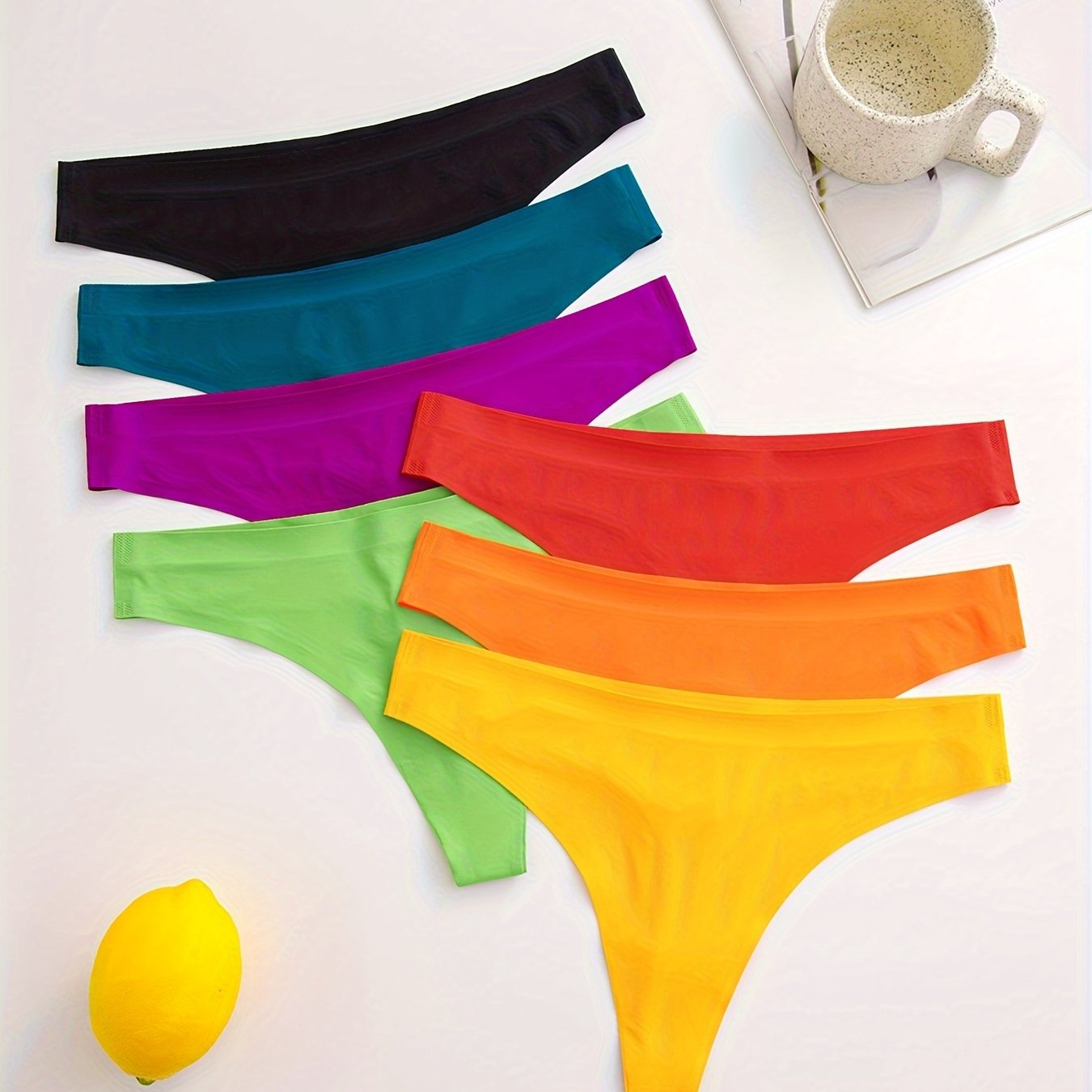 7P7008# Thin Breathable Comfortable Seamless Low-Rise Thong Panties, Seven-Pack NovaCart