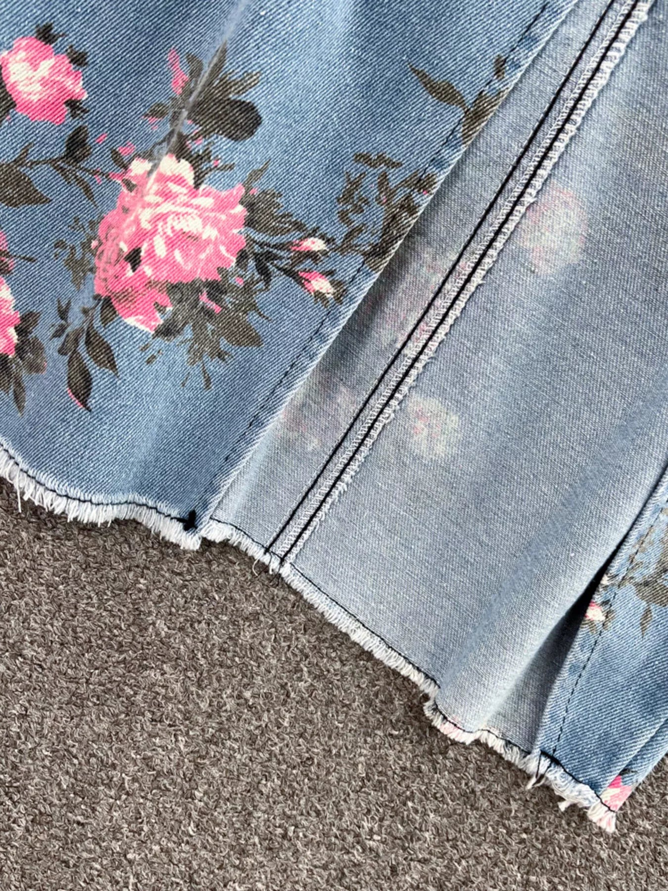 Floral Print Sweetheart Neck Cami and Skirt Denim Set New Era Fashion LLc