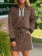 Leopard Print Half Zip Pullover & Drawstring Skirt Set See size chart under “more details” The Fashion Celestial