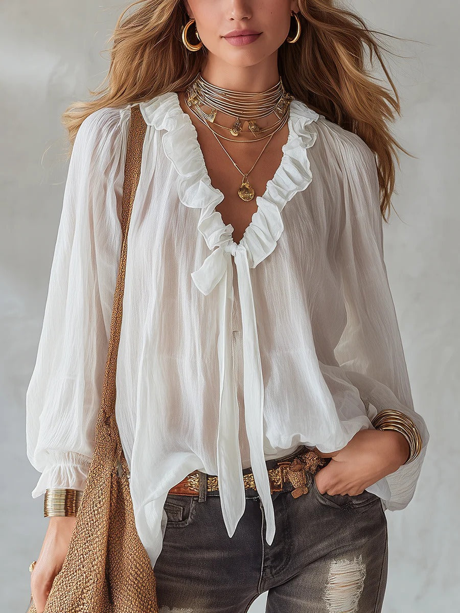 V-Neck Loose-Fit Shirt Top – No-Iron, 8 Colors FitiqueFit