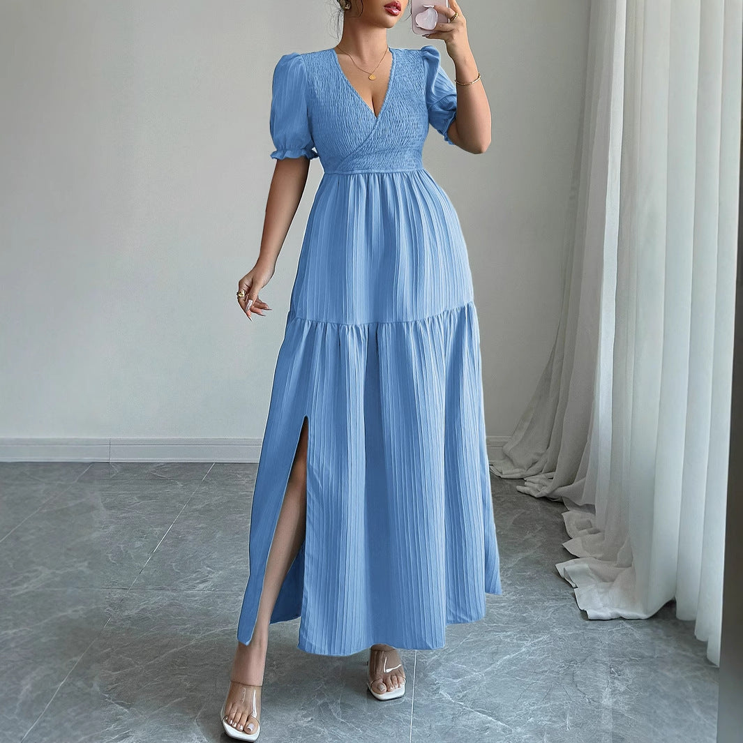 Deep V High Sense Dress Women's Clothing Grayceful LLC