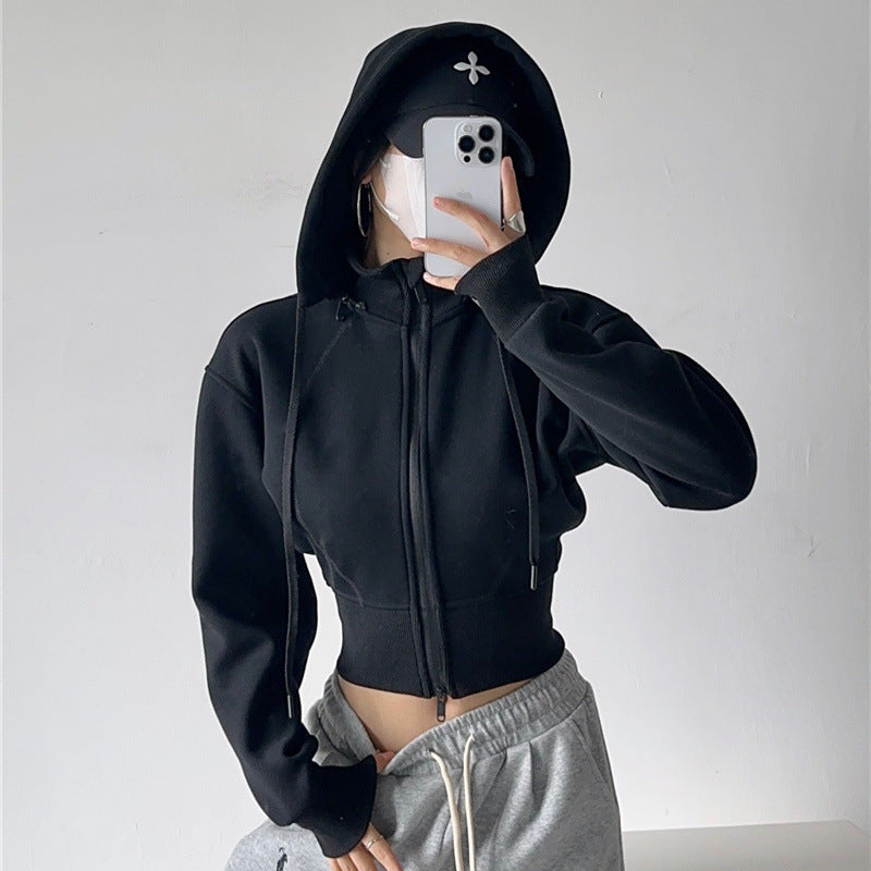 European And American Style Fleece-lined Waist Stand Collar Detachable Hooded Zipper Sweatshirt See size chart under “more details” The Fashion Celestial