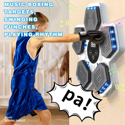 Upgraded Adult Smart Music Boxing Machine, Electronic Boxing Machine with Boxing Gloves, Boxing Music Fitness Machine with Smart Display, Smart Boxing Machine Wall-Mounted for Home Dnd Gym, White