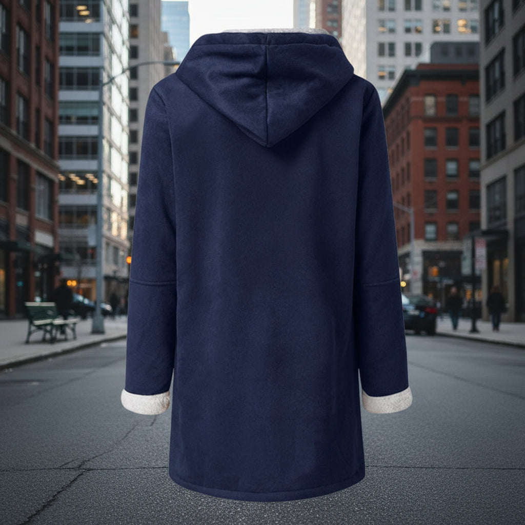 Sherpa-Lined Duffle Toggle Jacket with Hood — Warm Hooded Fleece Coat FitiqueFit