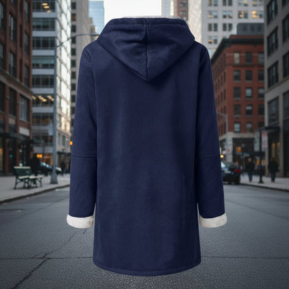 Sherpa-Lined Duffle Toggle Jacket with Hood — Warm Hooded Fleece Coat FitiqueFit