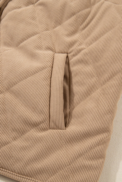 Camel Plus Size Quilted Cord Snap Button Vest Jacket Garden Naked Curves