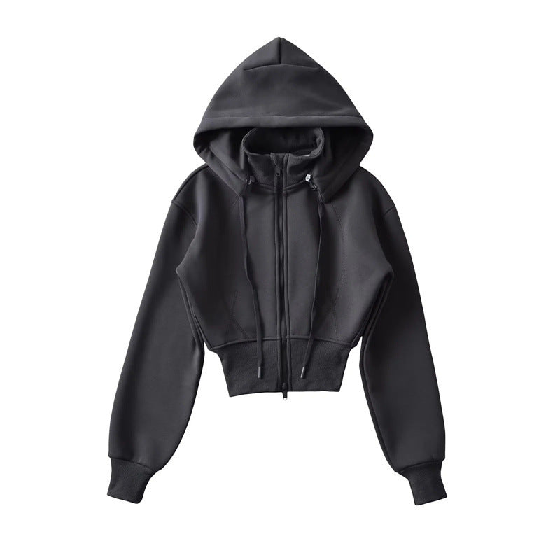 European And American Style Fleece-lined Waist Stand Collar Detachable Hooded Zipper Sweatshirt See size chart under “more details” The Fashion Celestial