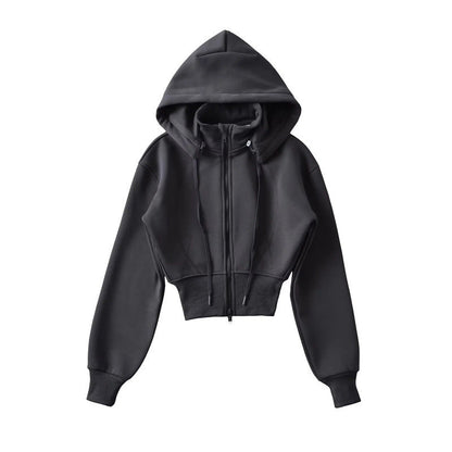 European And American Style Fleece-lined Waist Stand Collar Detachable Hooded Zipper Sweatshirt See size chart under “more details” The Fashion Celestial