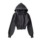 European And American Style Fleece-lined Waist Stand Collar Detachable Hooded Zipper Sweatshirt See size chart under “more details” The Fashion Celestial