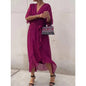 Batwing Sleeve V-Neck Midi Dress – Tied Irregular Hem Fairy Dress FitiqueFit