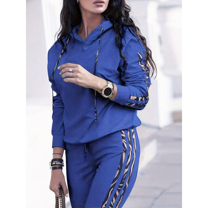 Solid Color Striped Casual Hoodie Two-piece Set See size chart under “more details” The Fashion Celestial