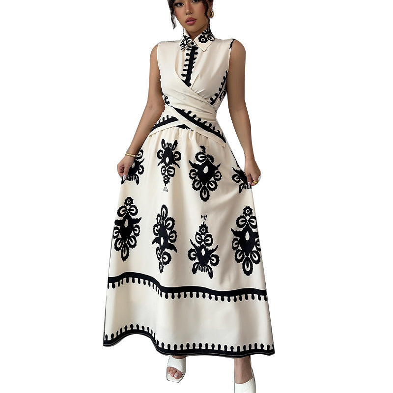 Women's Sleeveless Blouse Lace-up Skirt Grayceful LLC