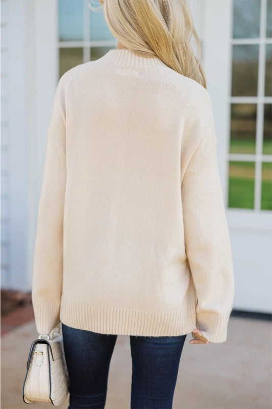 Embroidered Flower Ribbed Loose Sweater Shop Style & More | Fresh Looks, Everyday Deals & Free Shipping