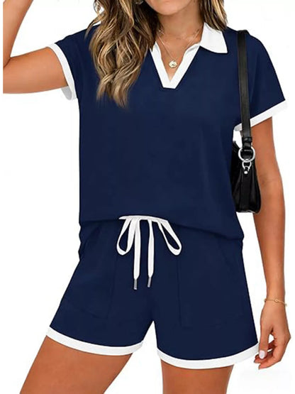 Polo Collar Short Sleeve Top and Shorts Set New Era Fashion LLc