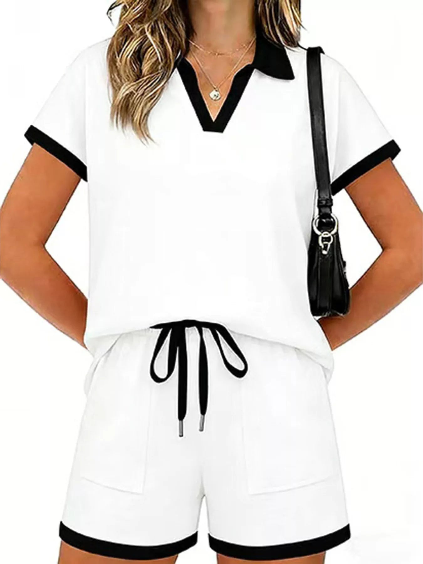 Polo Collar Short Sleeve Top and Shorts Set New Era Fashion LLc