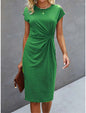 Front Knot Bodycon Midi Dress – Round Neck Sleeveless Tie Dress FitiqueFit