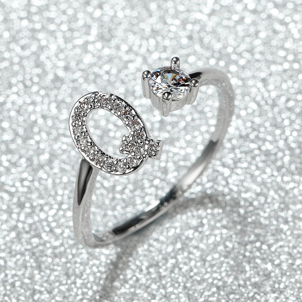 Popular Fashion Silvery AZ Letter Ring Initials Wedding Love Couple Rings Bridesmaid Gift NovaCart