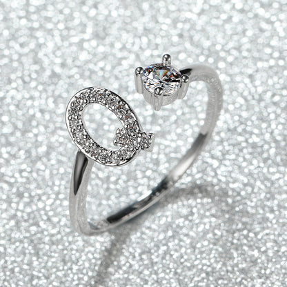 Popular Fashion Silvery AZ Letter Ring Initials Wedding Love Couple Rings Bridesmaid Gift NovaCart