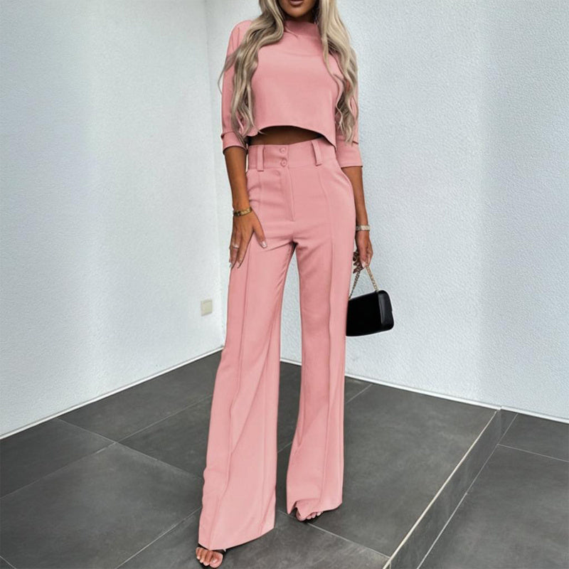 Women's Elegant Solid Color Half Sleeve Short Top FitiqueFit
