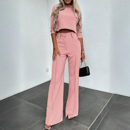 Women's Elegant Solid Color Half Sleeve Short Top FitiqueFit