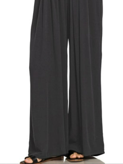 Zenana Woven Rayon Crepe Wide Leg Overalls West2East Surf