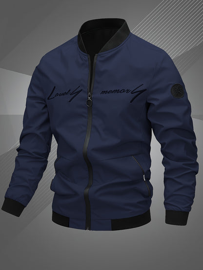 Men'S Letter Embroidered Casual Bomber Jacket, Mens Winter Jackets And Coats, Fridays Items, Mens Gifts Ideas, Gifts for Men, Thermal Wear for Men, Christmas Gifts, Suitable for Everyday Life, Home, Outdoor, Work, And Leisure NovaCart