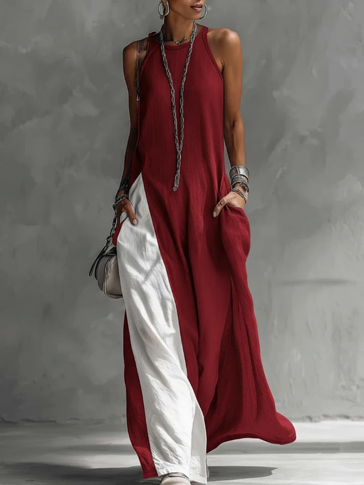 Women's Sleeveless Off-Shoulder Loose Maxi Dress with Pockets FitiqueFit